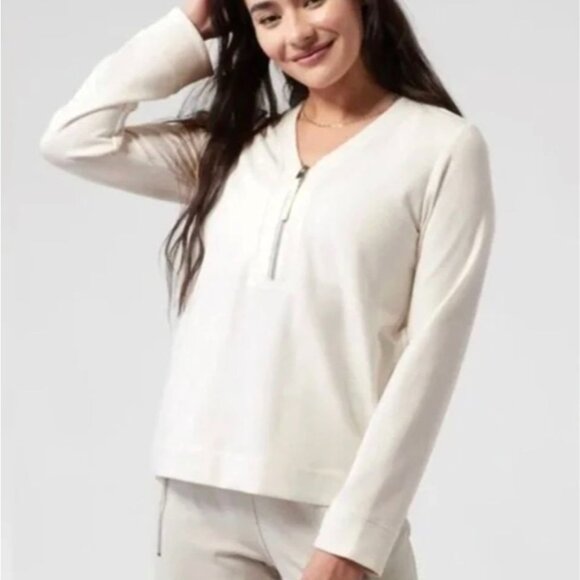 Athleta Eastbound Half Zip Sweater Sz S Off White - Picture 1 of 9